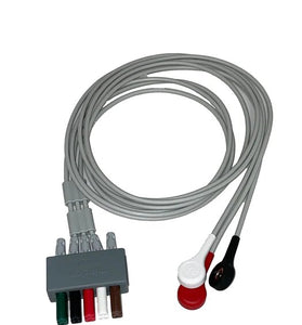3-Lead ECG wires, Snap, Adu/Paed, TPU, AHA