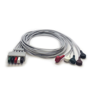5-Lead ECG wires, Snap, Adu/Paed, TPU, AHA