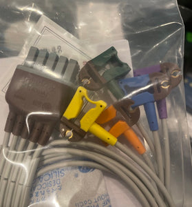 12-Lead ECG Limb Wires, Clip, Adu, Gray, TPU, AHA