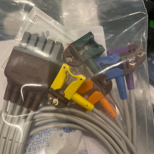 12-Lead ECG Limb Wires, Clip, Adu, Gray, TPU, AHA