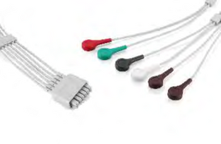 6 Lead N/T ECG Clip Lead Wires - 36 in.
