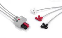 3-Lead ECG wires, Clip, Neo, TPU, AHA